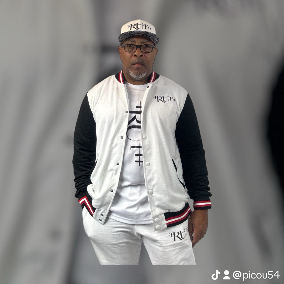White/Black/Red Truth Letterman Jacket