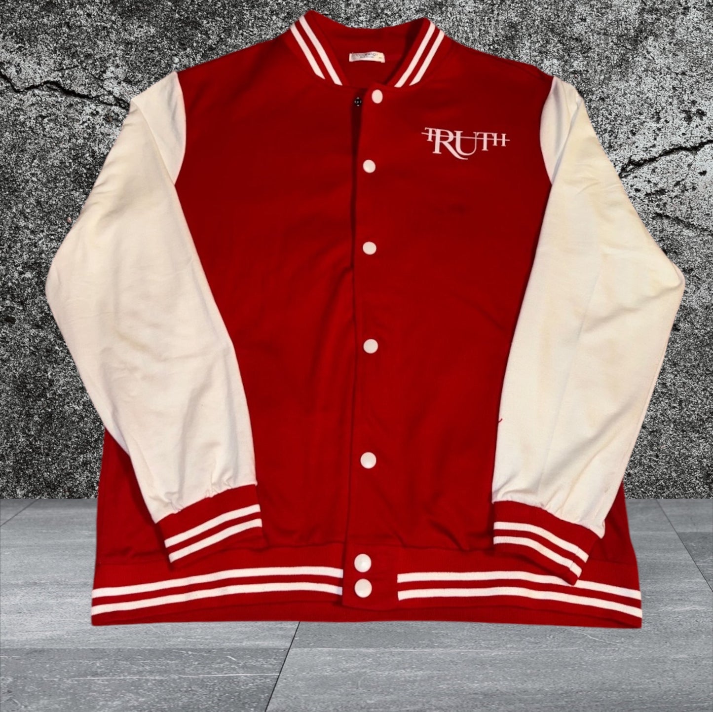 Red/White Truth Letterman Jacket