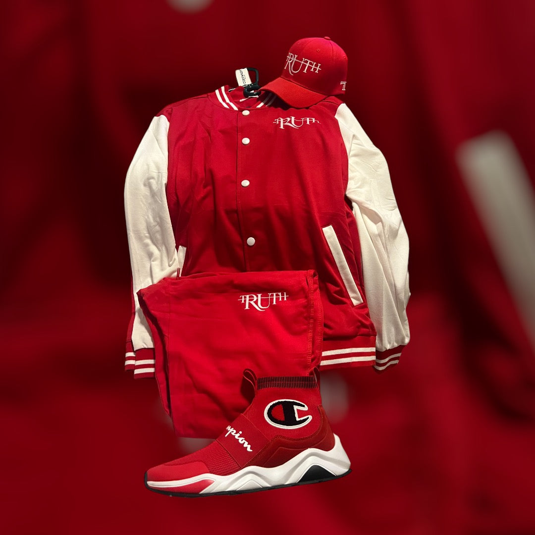 Red/White Truth Letterman Jacket