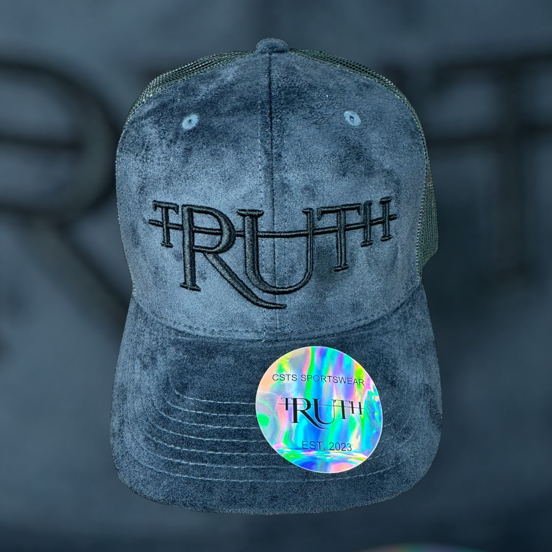 Black/Gray Suede Truth Trucker Hat