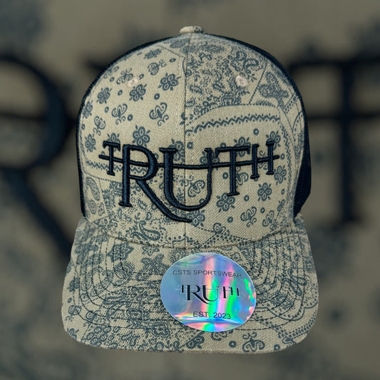Khaki/Black Truth Paisley Bandana Trucker Hat