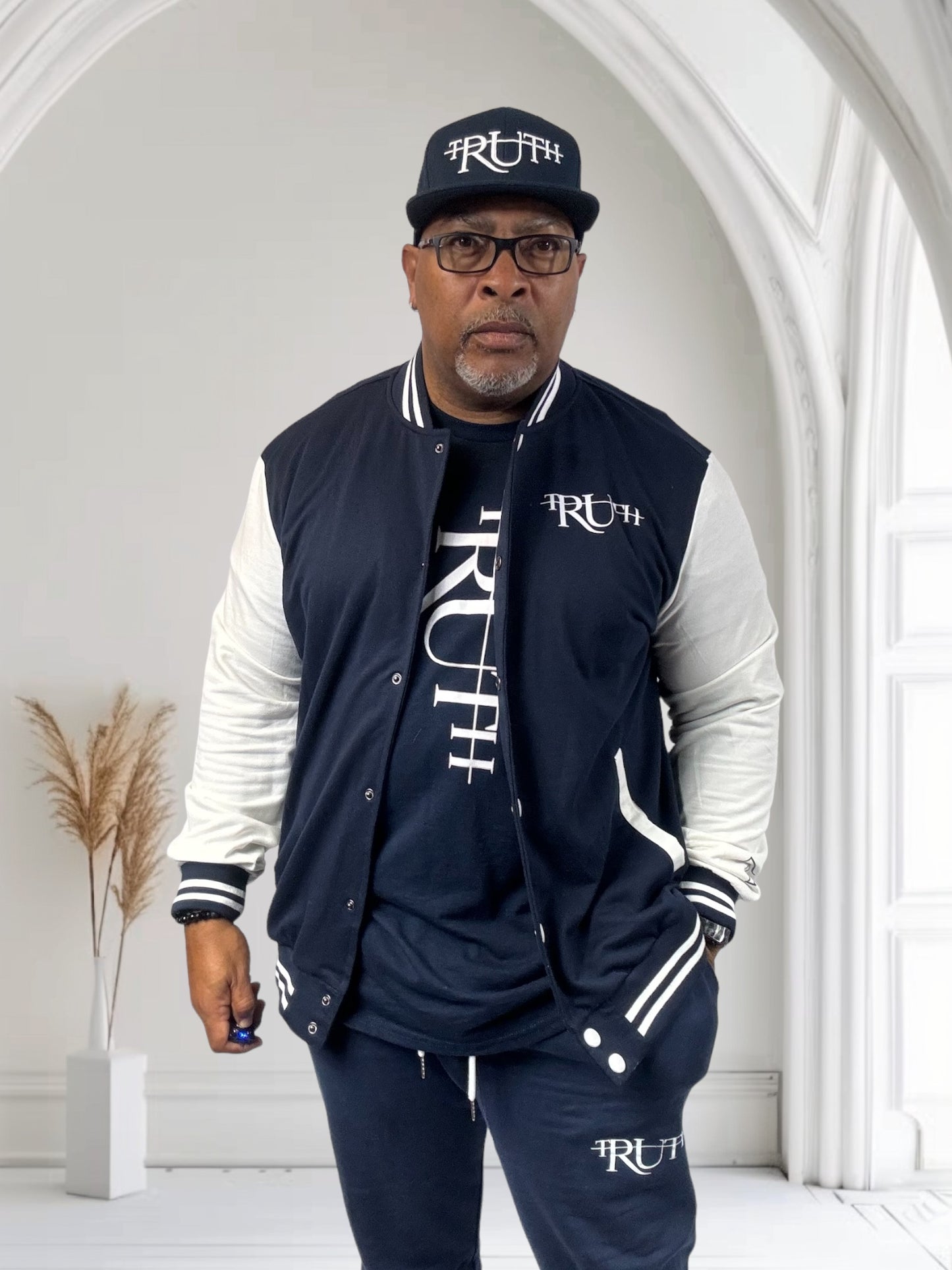 Navy/White Truth Letterman Jacket