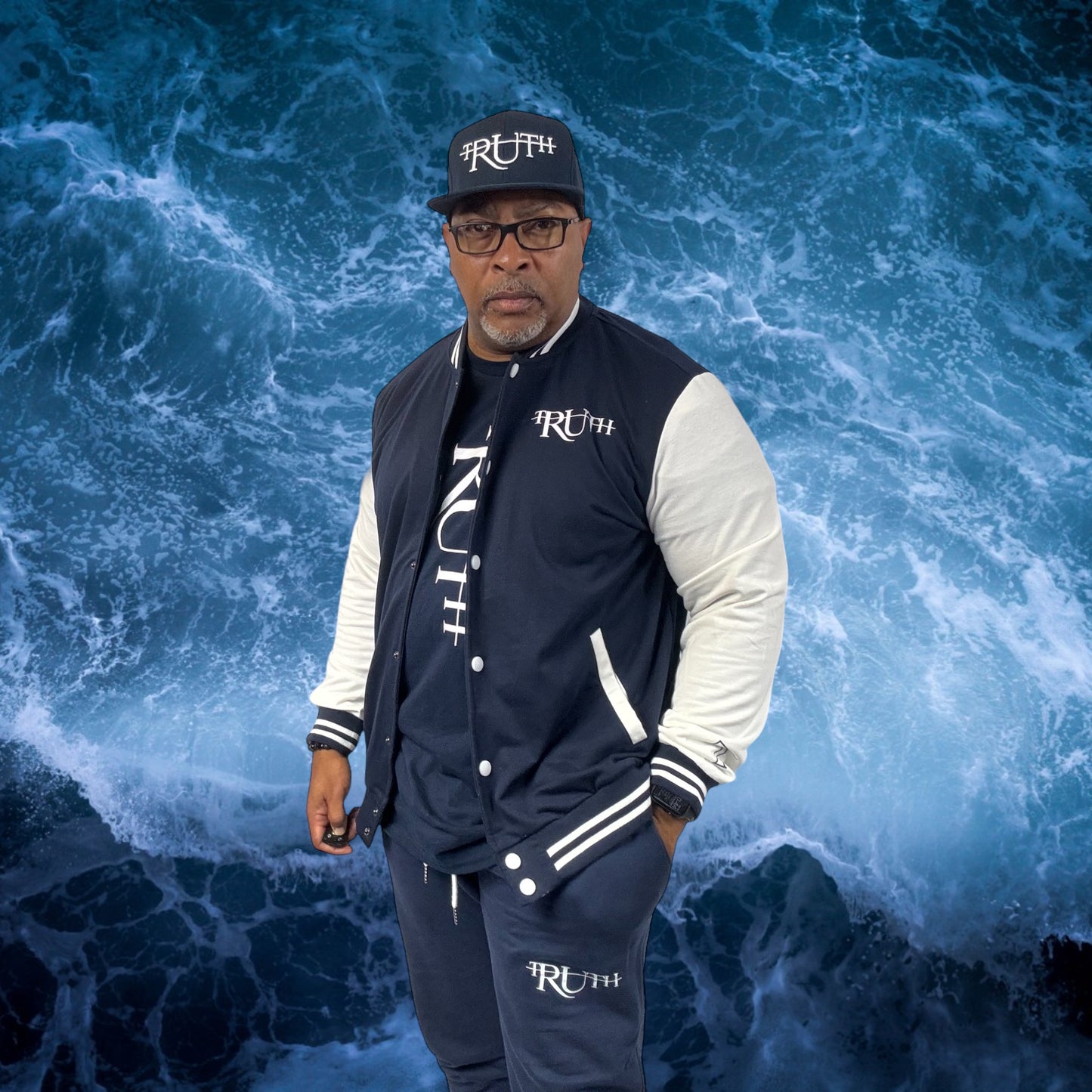 Navy/White Truth Letterman Jacket