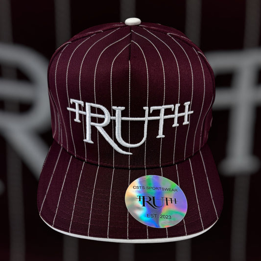 Burgundy/White Truth Pinstripe Hat