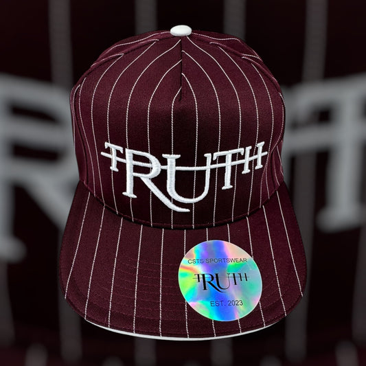 Burgundy/White Truth Pinstripe Hat